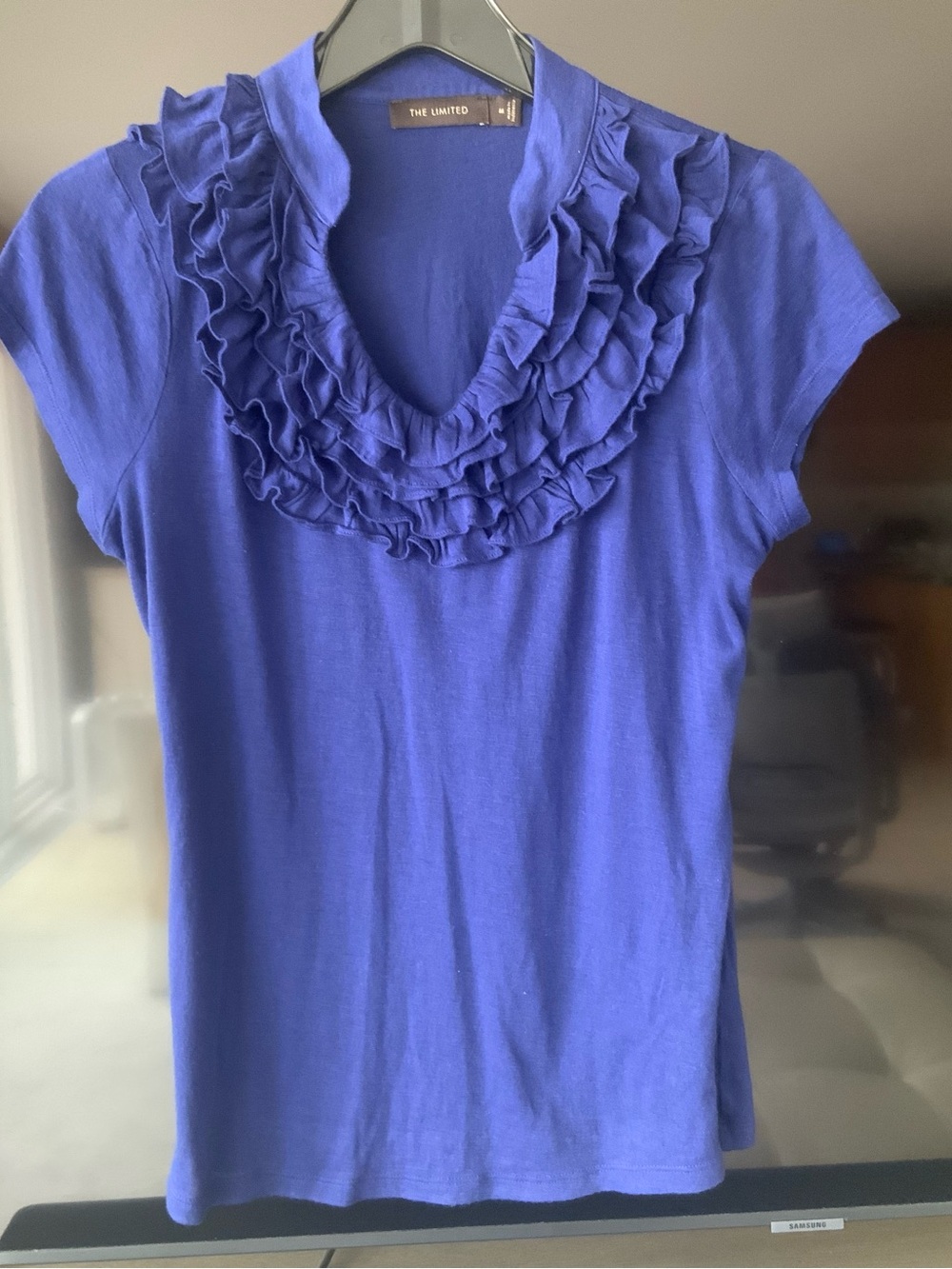 The Limited Navy Blue Top With Ruffles!  Size Medium